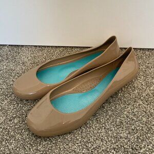 Oka B Ballet Flats Tan Rubber Jelly Flats Womens‎ Size 8